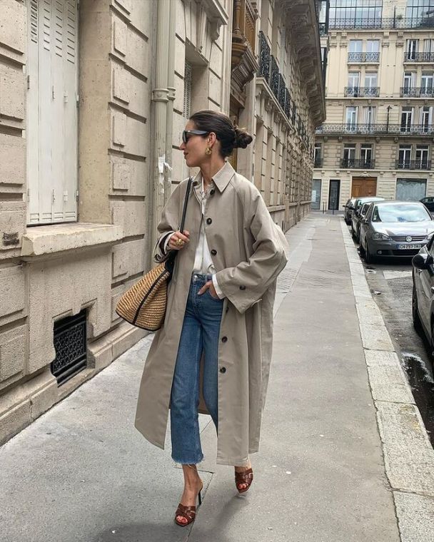 Jeans and trench coat