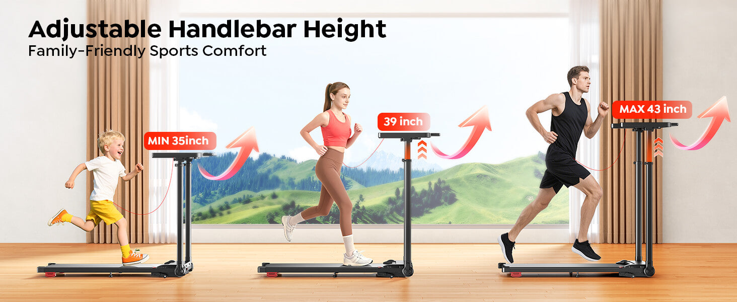A compact treadmill paired with an adjustable handlebar and laptop desk for walking while working