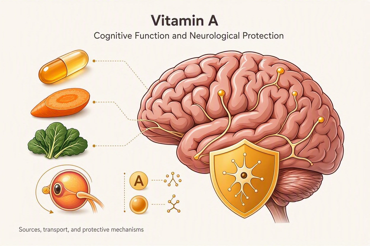 Neurological protection and cognitive function from vitamin A