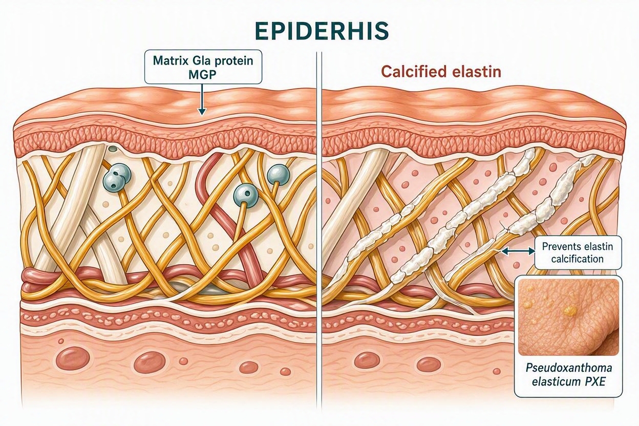 Skin elasticity and vitamin K preventing elastin calcification